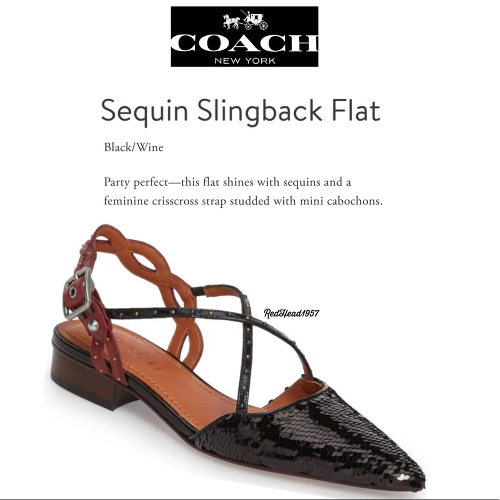 🎁 Coach Holiday Flats With Sequins SlingBack 9.5 👠 🎁🥿🥿 NWOB!